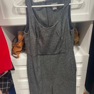 Ann Taylor Gray Sheath Midi Dress Scoop Neck Sleeveless